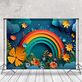 Lofaris Night Paper Flower Cloud Rainbow Cake Smash Backdrop